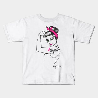 Girl Power Fighter Breast Cancer by Anne Cha Kids T-Shirt